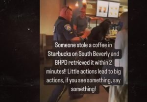 Read more about the article ROASTED FOR COFFEE THEFT VID BEV HILLS PD… No Call Too Grande!!!