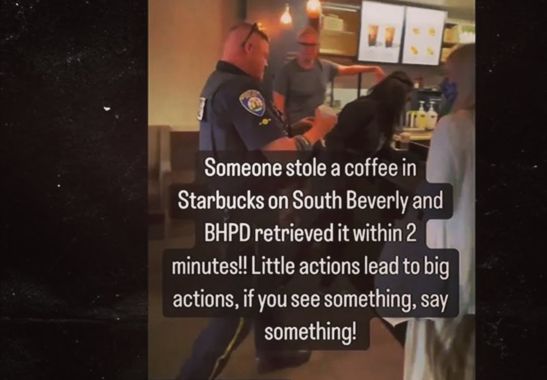 Read more about the article ROASTED FOR COFFEE THEFT VID BEV HILLS PD… No Call Too Grande!!!